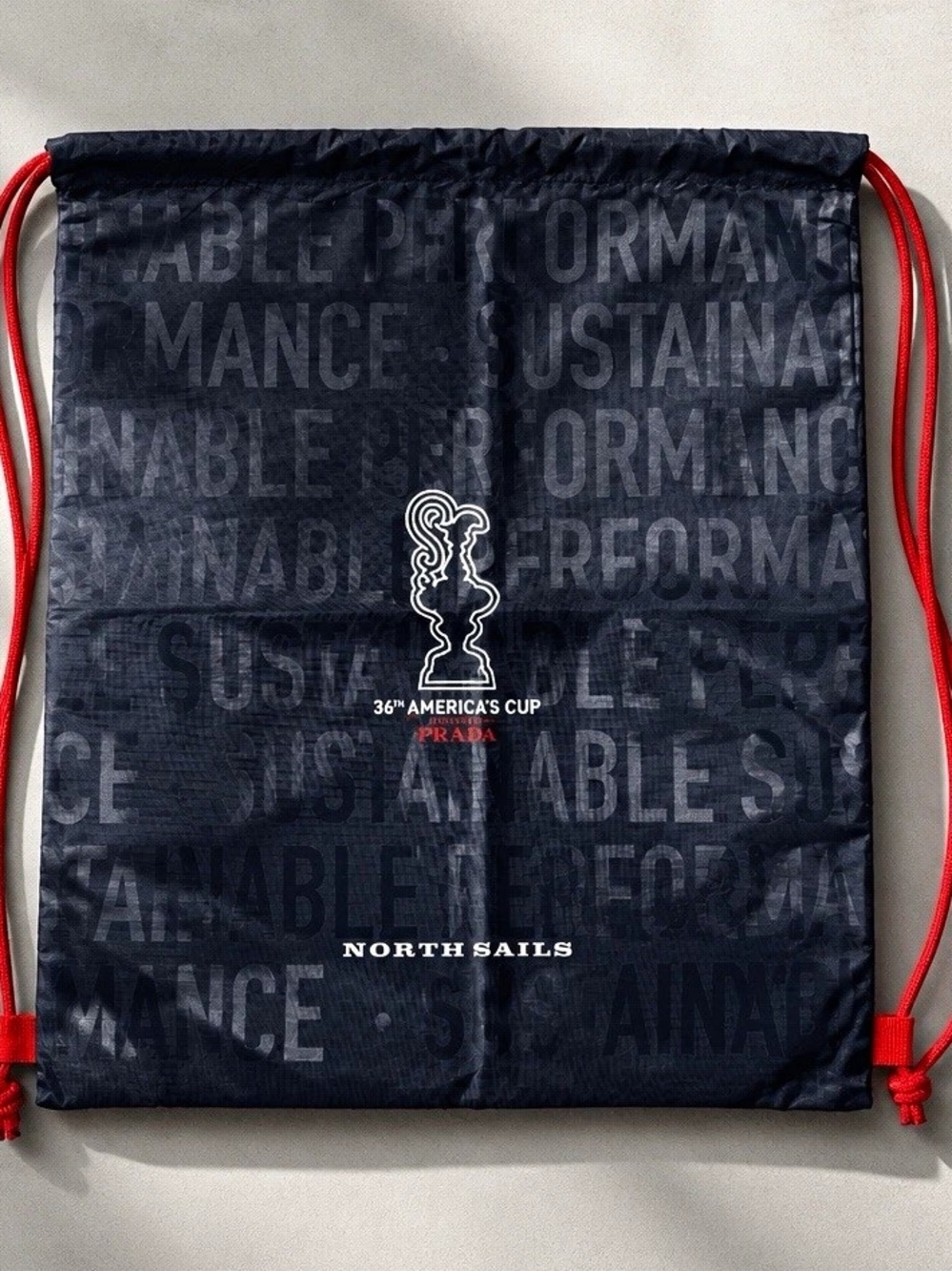 North Sails/Prada 36th America's Cup Graphic Drawstring Bag Lightweight Blk/Red